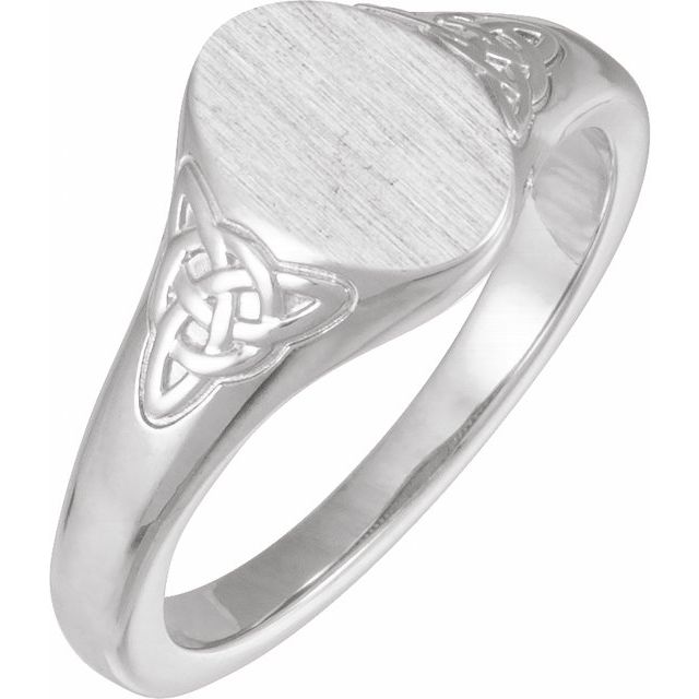 Sterling Silver Engravable Oval Celtic-Inspired  Signet Ring