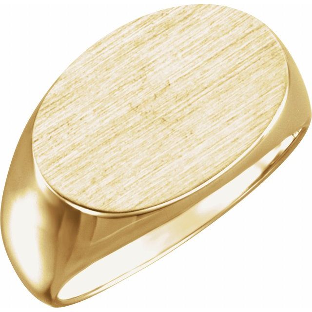 14k Yellow 18x12 Mm Oval Signet Ring