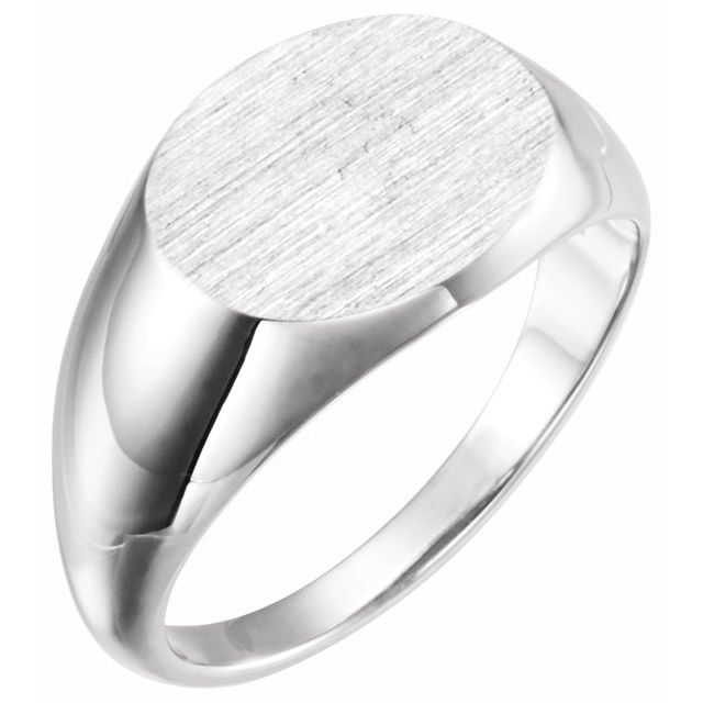Sterling Silver 14x12 Mm Oval Signet Ring