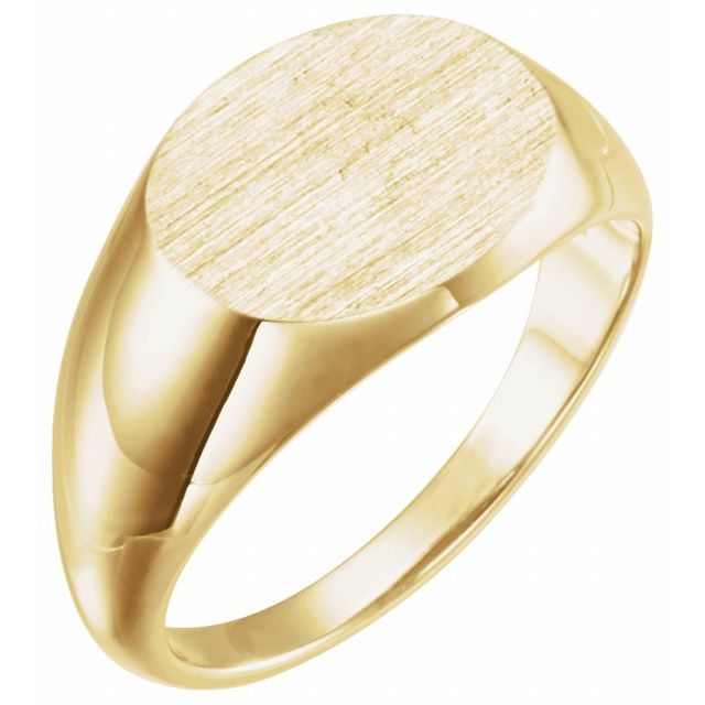 14k Yellow 14x12 Mm Oval Signet Ring