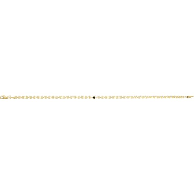 14K Yellow .06 CT Natural Black Diamond Bezel-Set Link 7 1/2' Bracelet