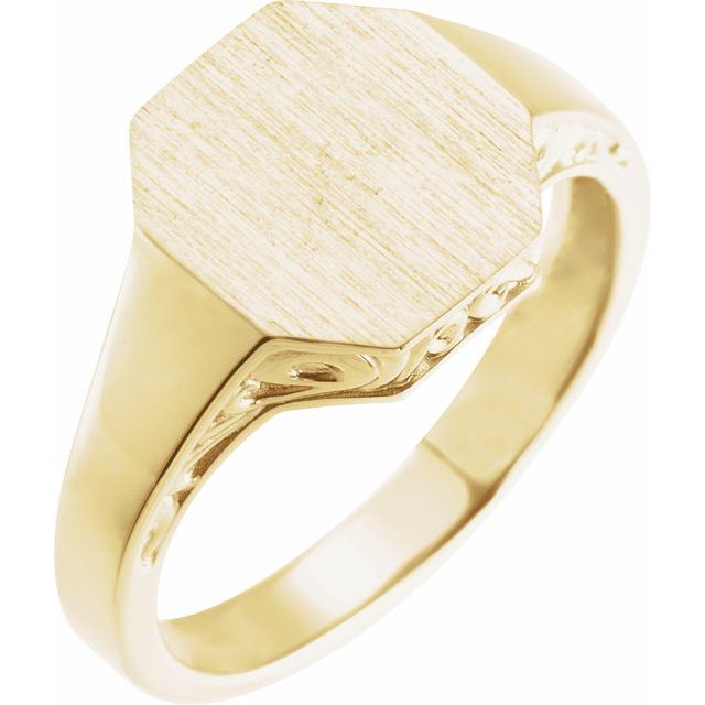 14K Yellow 13x12 mm Octagon Signet Ring