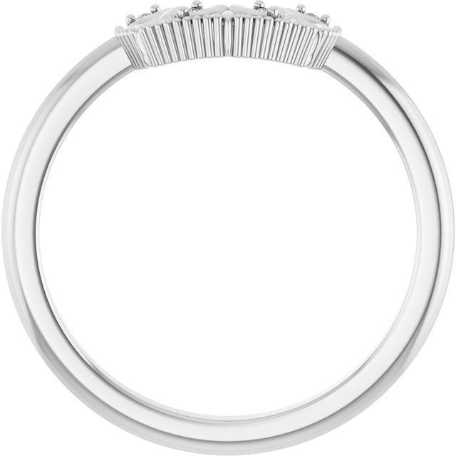 14K White .01 CTW Natural Diamond Contour Band