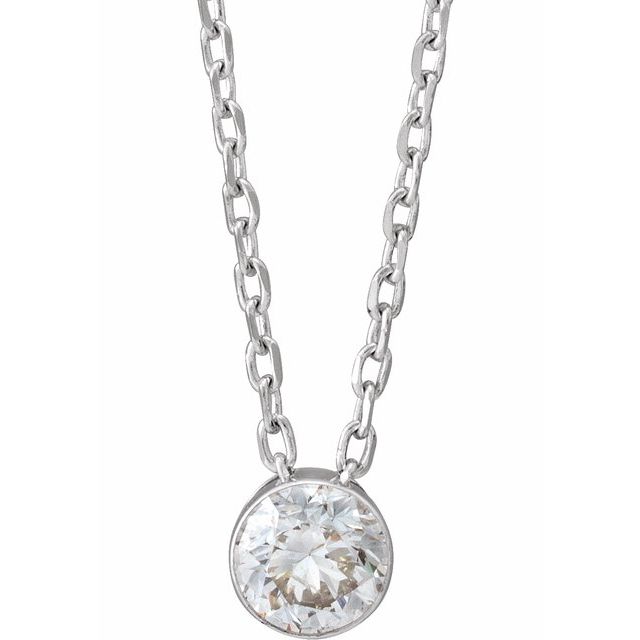14K White 1/4 CTW Natural Diamond Ultra-Lightweight 16-18' Necklace