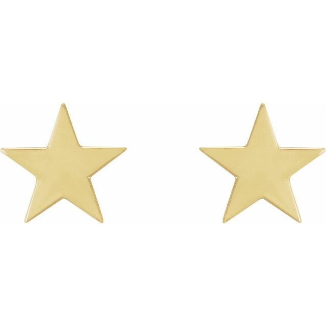 14K Yellow 6.2 mm Star 6mm/8mm Press Fit Earrings