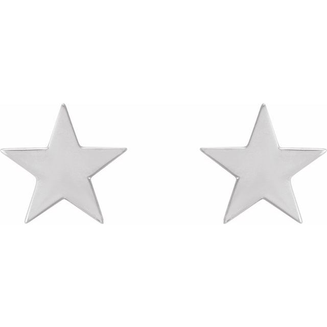 14K White 6.2 mm Star 4mm/5mm Press Fit Earrings