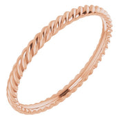 14K Rose 2.2 mm Skinny Rope Band Size 10