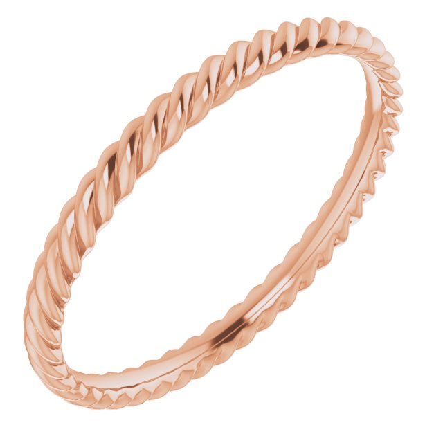 14K Rose 2.2 mm Skinny Rope Band Size 10