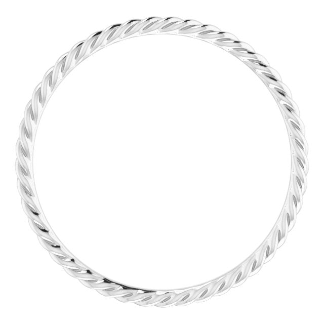 14K White 1.51 mm Skinny Rope Band Size 10