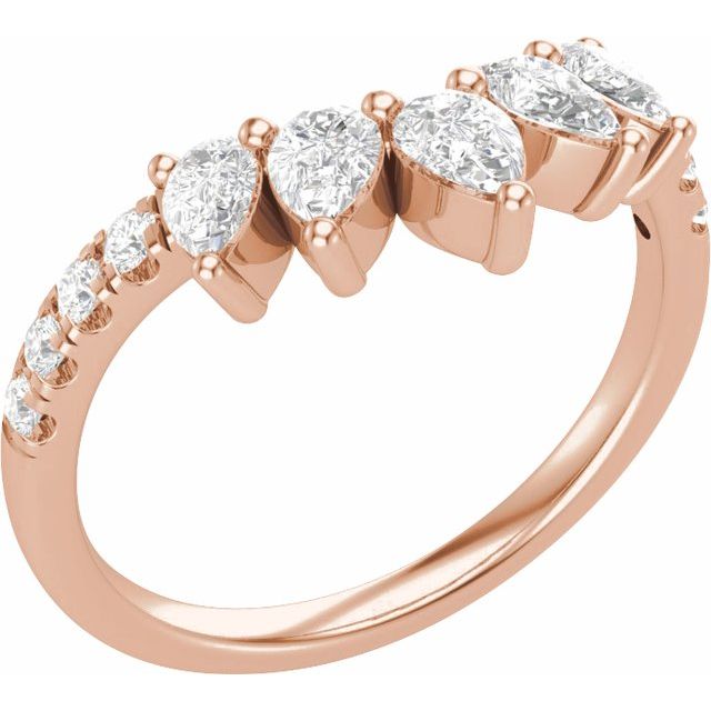14K Rose 3/4 CTW Lab-Grown Diamond Contour Band