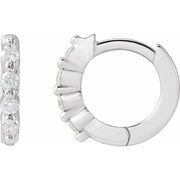 14k White 1/10 Ctw Natural Diamond 10.74 Mm Hinged Hoop Earrings