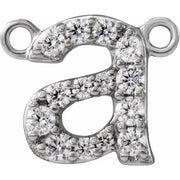 14K White 1/8 CTW Lab-Grown Diamond Initial A Necklace Center