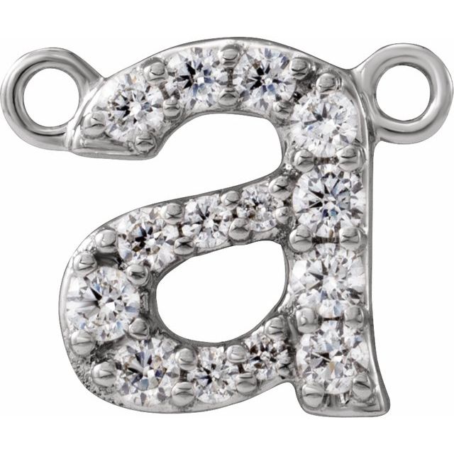 14K White 1/8 CTW Lab-Grown Diamond Initial A Necklace Center