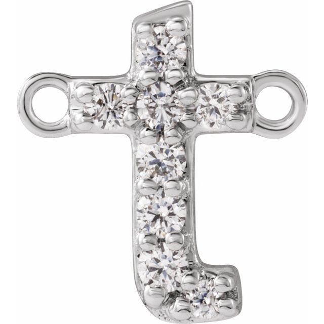 14K White 1/10 CTW Lab-Grown Diamond Initial T Necklace Center