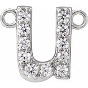 14K White 1/10 CTW Lab-Grown Diamond Initial U Necklace Center