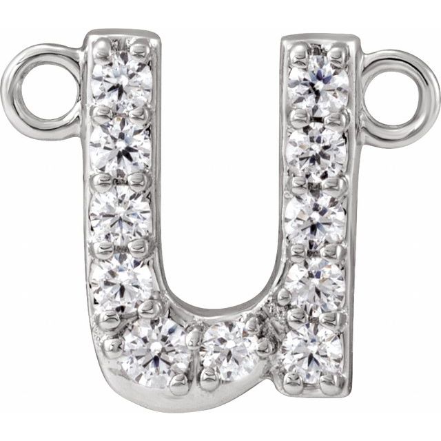 14K White 1/10 CTW Lab-Grown Diamond Initial U Necklace Center
