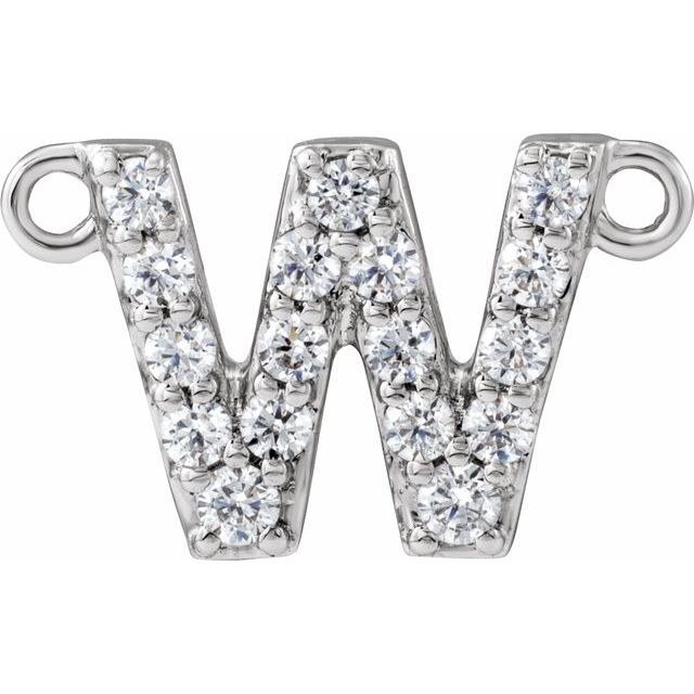 14K White 1/6 CTW Lab-Grown Diamond Initial W Necklace Center