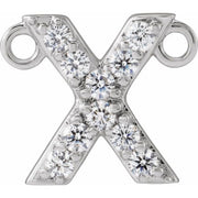 14K White 1/10 CTW Lab-Grown Diamond Initial X Necklace Center