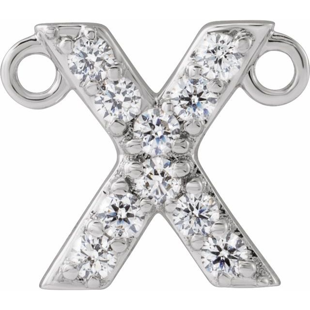 14K White 1/10 CTW Lab-Grown Diamond Initial X Necklace Center