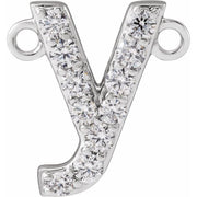 14K White 1/8 CTW Lab-Grown Diamond Initial Y Necklace Center