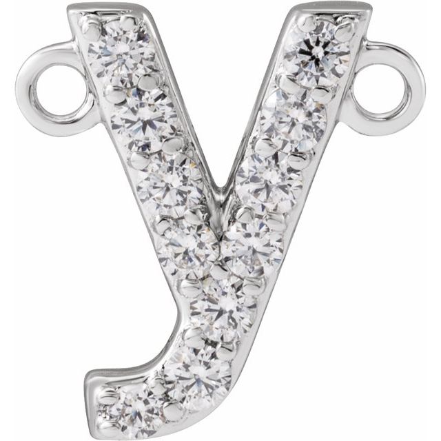 14K White 1/8 CTW Lab-Grown Diamond Initial Y Necklace Center