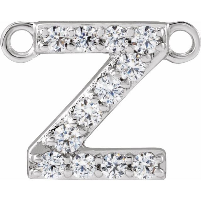 14K White 1/10 CTW Lab-Grown Diamond Initial Z Necklace Center