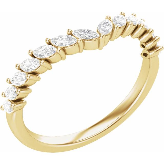 14K Yellow 3/8 CTW Natural Diamond Contour Band