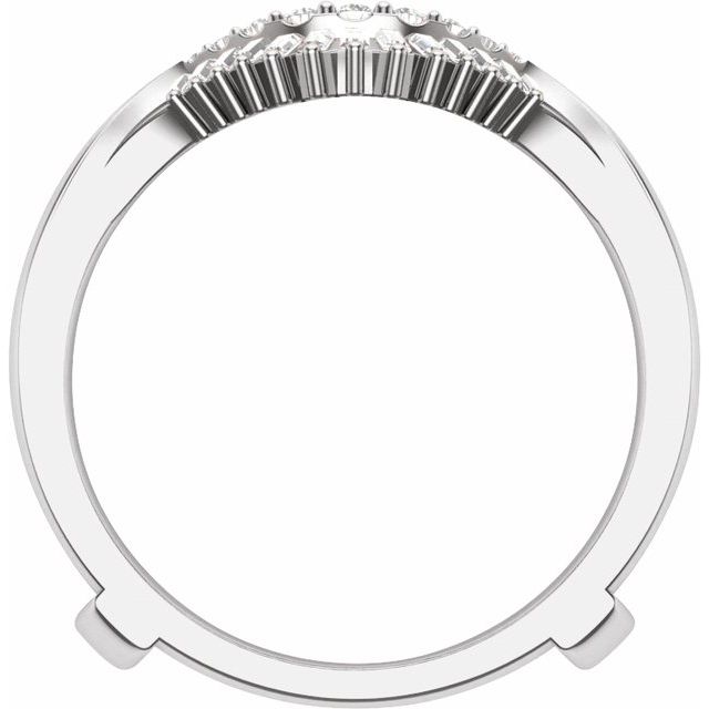 14K White 3/8 CTW Natural Diamond Double Row Ring Guard