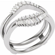 14K White 3/8 CTW Natural Diamond Double Row Ring Guard
