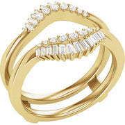 14K Yellow 3/8 CTW Natural Diamond Double Row Ring Gurad