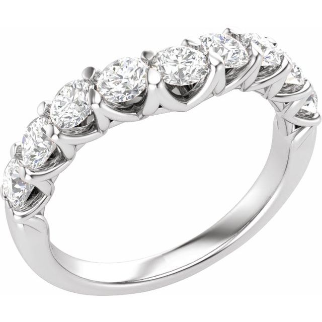 14k White 1 Ctw Lab-grown Diamond Contour Band