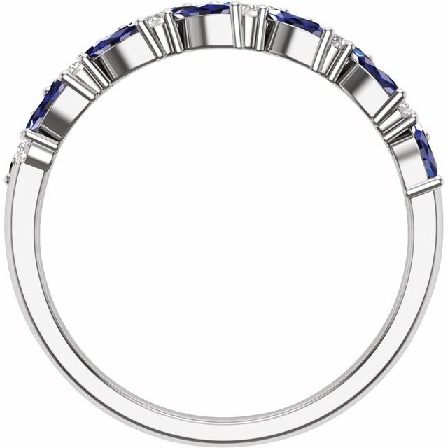 14K White 1/5 CTW Natural Diamond and Natural Blue Sapphire Anniversary Band