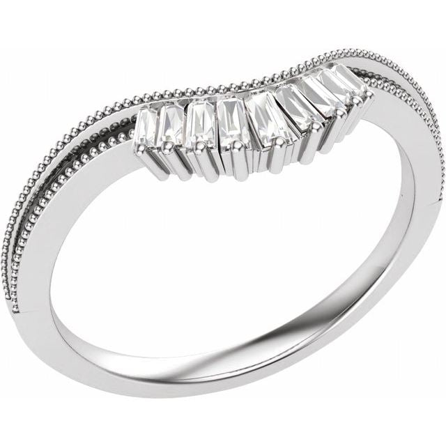 14K White 1/6 CTW Natural Diamond Contour Band