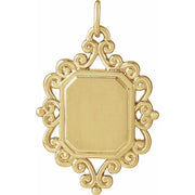 14K Yellow Engravable Scroll Pendant