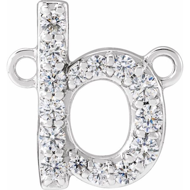 14K White 1/8 CTW Lab-Grown Diamond Initial B Necklace Center