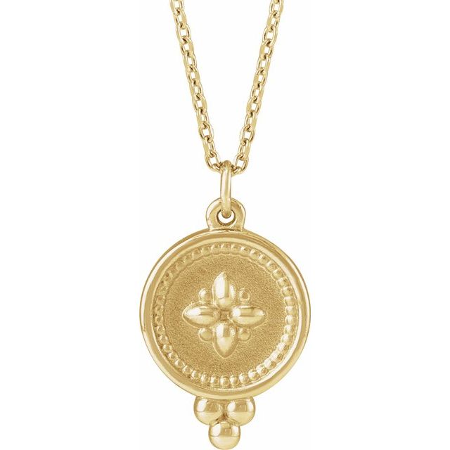 14k Yellow Beaded Disc 16-18' Necklace