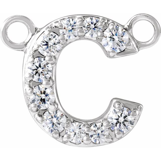 14K White 1/10 CTW Lab-Grown Diamond Initial C Necklace Center