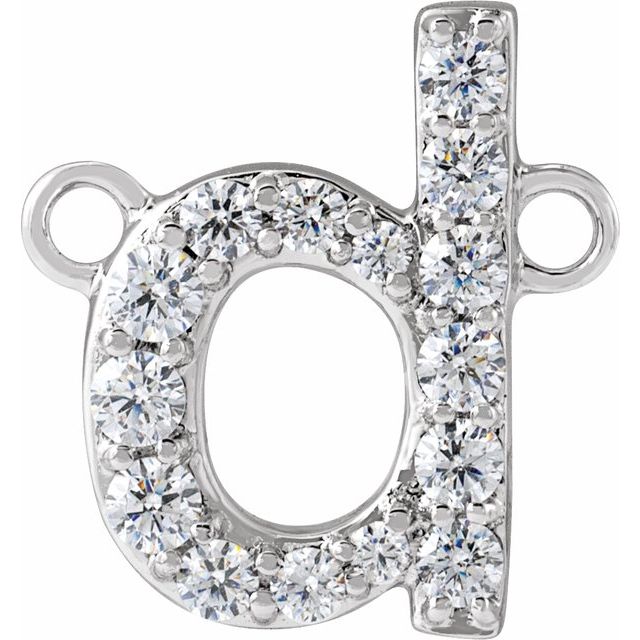 14K White 1/8 CTW Lab-Grown Diamond Initial D Necklace Center