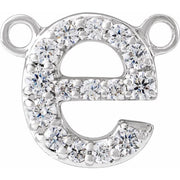 14K White 1/10 CTW Lab-Grown Diamond Initial E Necklace Center