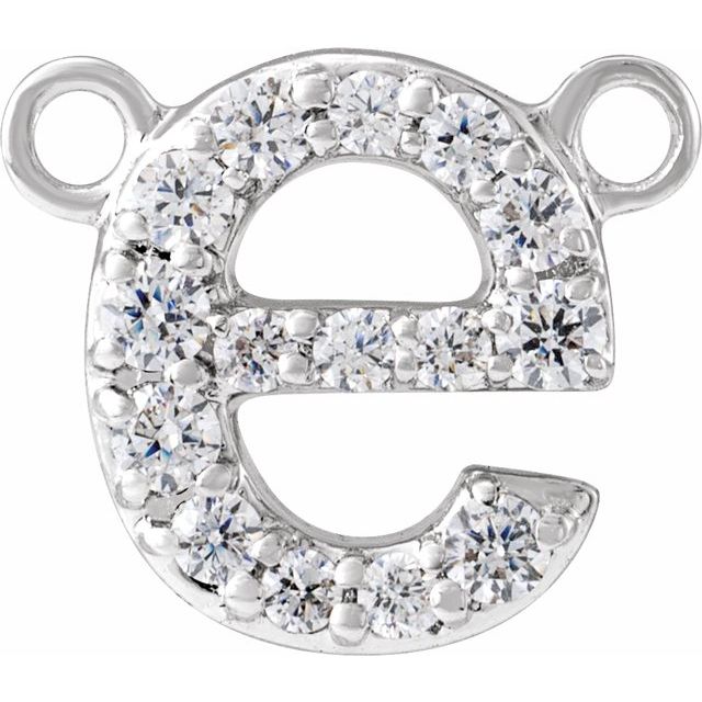 14K White 1/10 CTW Lab-Grown Diamond Initial E Necklace Center