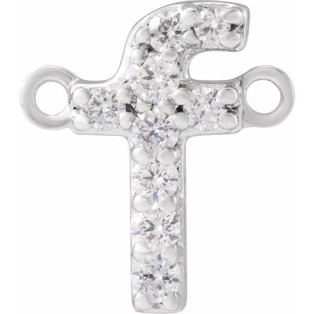 14K White 1/10 CTW Lab-Grown Diamond Initial F Necklace Center