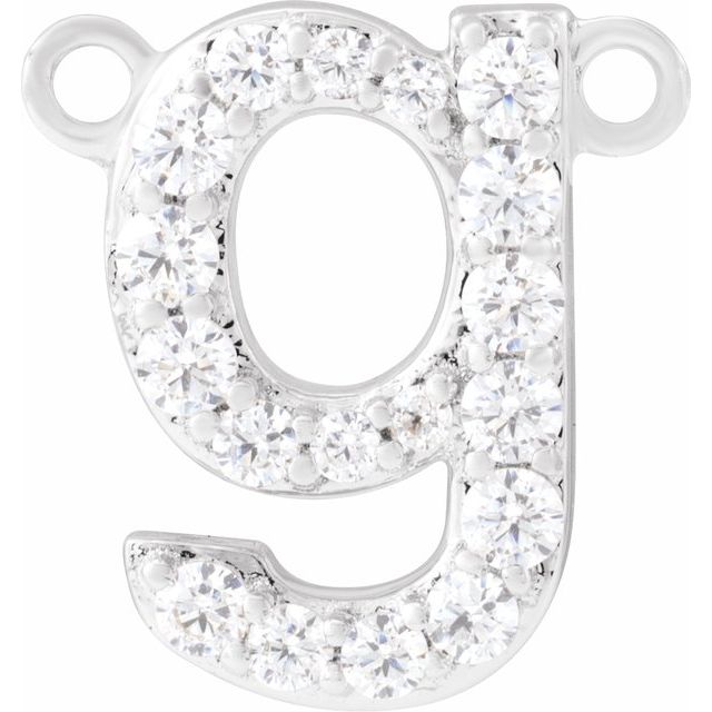 14K White 1/7 CTW Lab-Grown Diamond Initial G Necklace Center