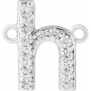 14K White 1/8 CTW Lab-Grown Diamond Initial H Necklace Center