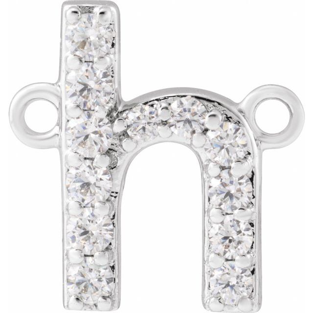 14K White 1/8 CTW Lab-Grown Diamond Initial H Necklace Center