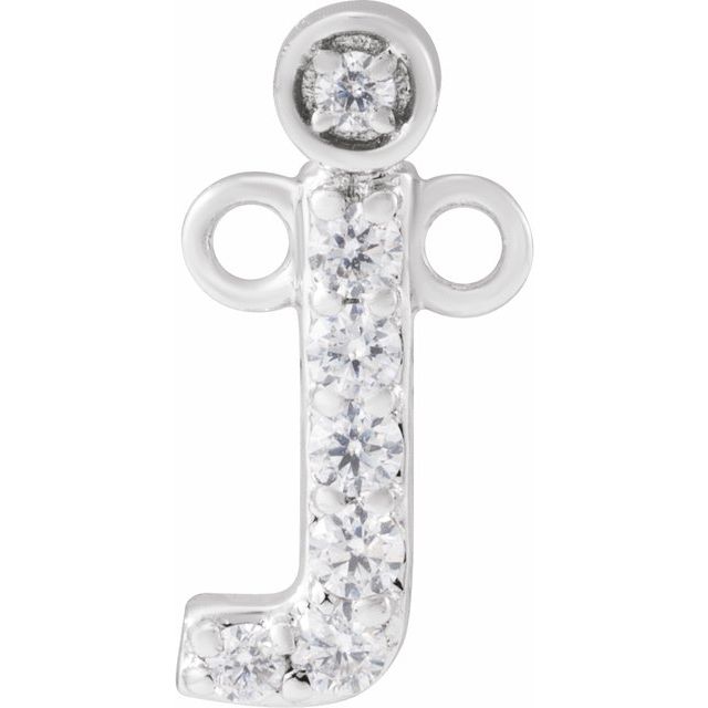 14K White .06 CTW Lab-Grown Diamond Initial J Necklace Center