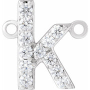 14K White 1/8 CTW Lab-Grown Diamond Initial K Necklace Center