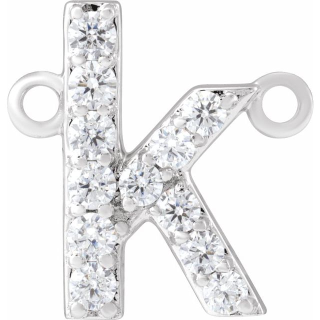 14K White 1/8 CTW Lab-Grown Diamond Initial K Necklace Center