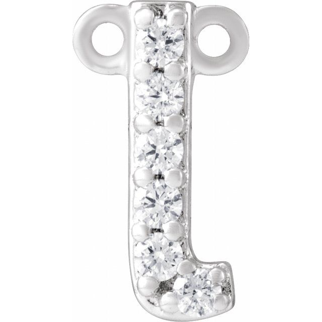 14K White .07 CTW Lab-Grown Diamond Initial L Necklace Center