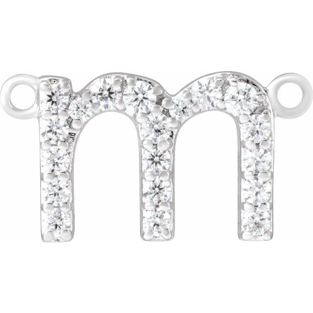 14K White 1/7 CTW Lab-Grown Diamond Initial M Necklace Center