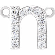 14K White 1/10 CTW Lab-Grown Diamond Initial N Necklace Center